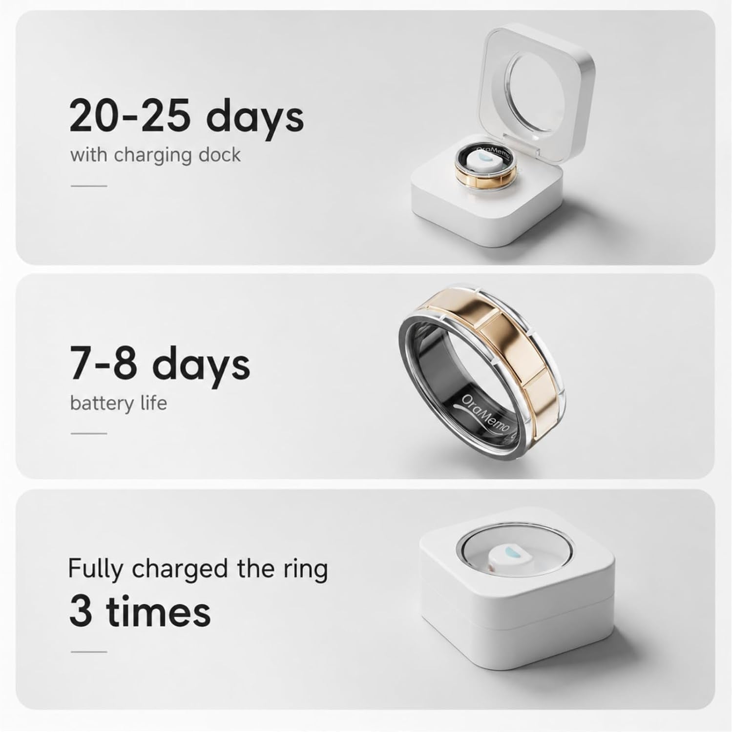 AI Smart Ring 1.0, Fitness Tracker for Men/Women, Matte Gold Size 9