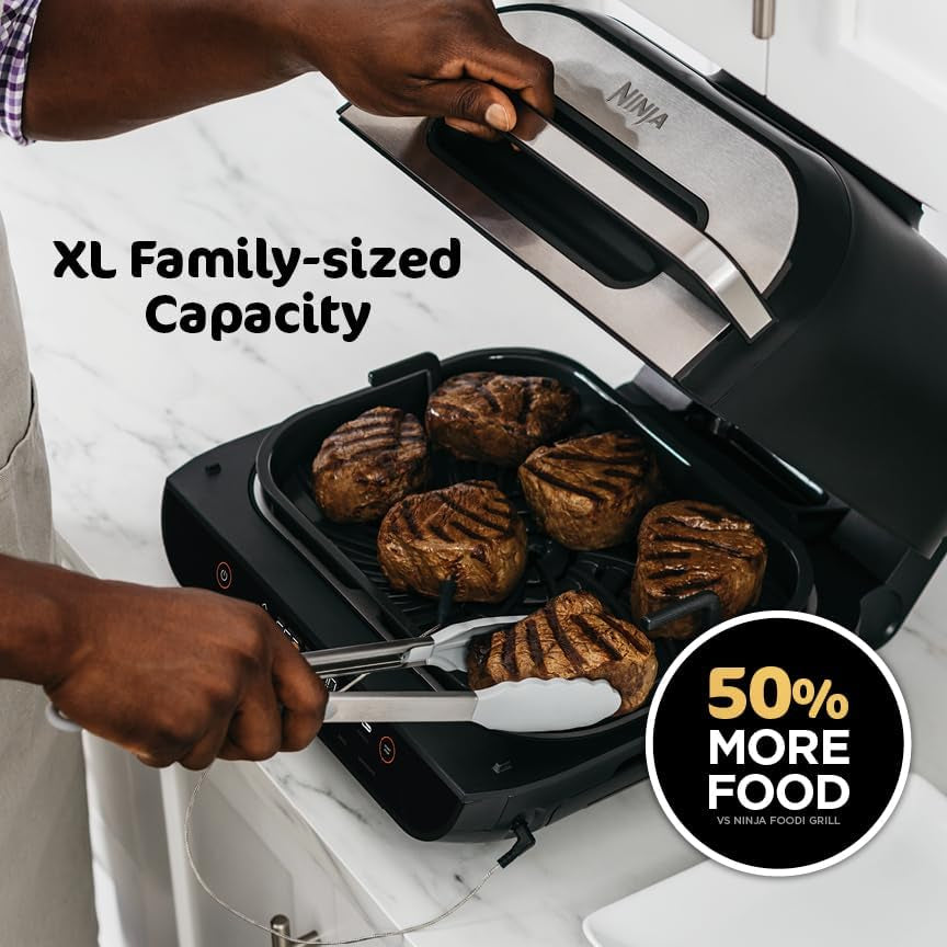 Ninja® Foodi® Smart XL 6-In-1 Indoor Grill & Air Fryer, Black/Silver, FG551