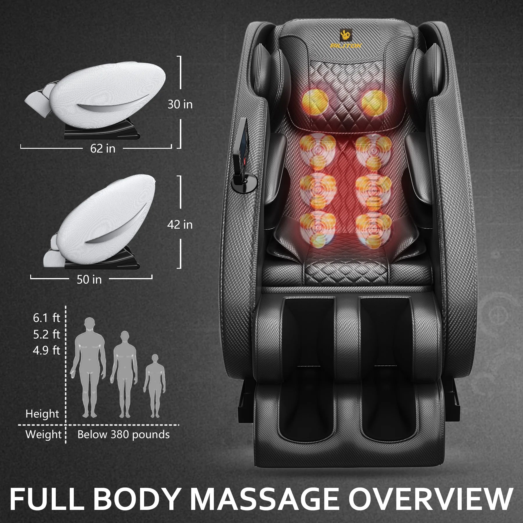 Massage Chair Recliner Neck Massager with Zero Gravity Heating and Bluetooth Functions (White)