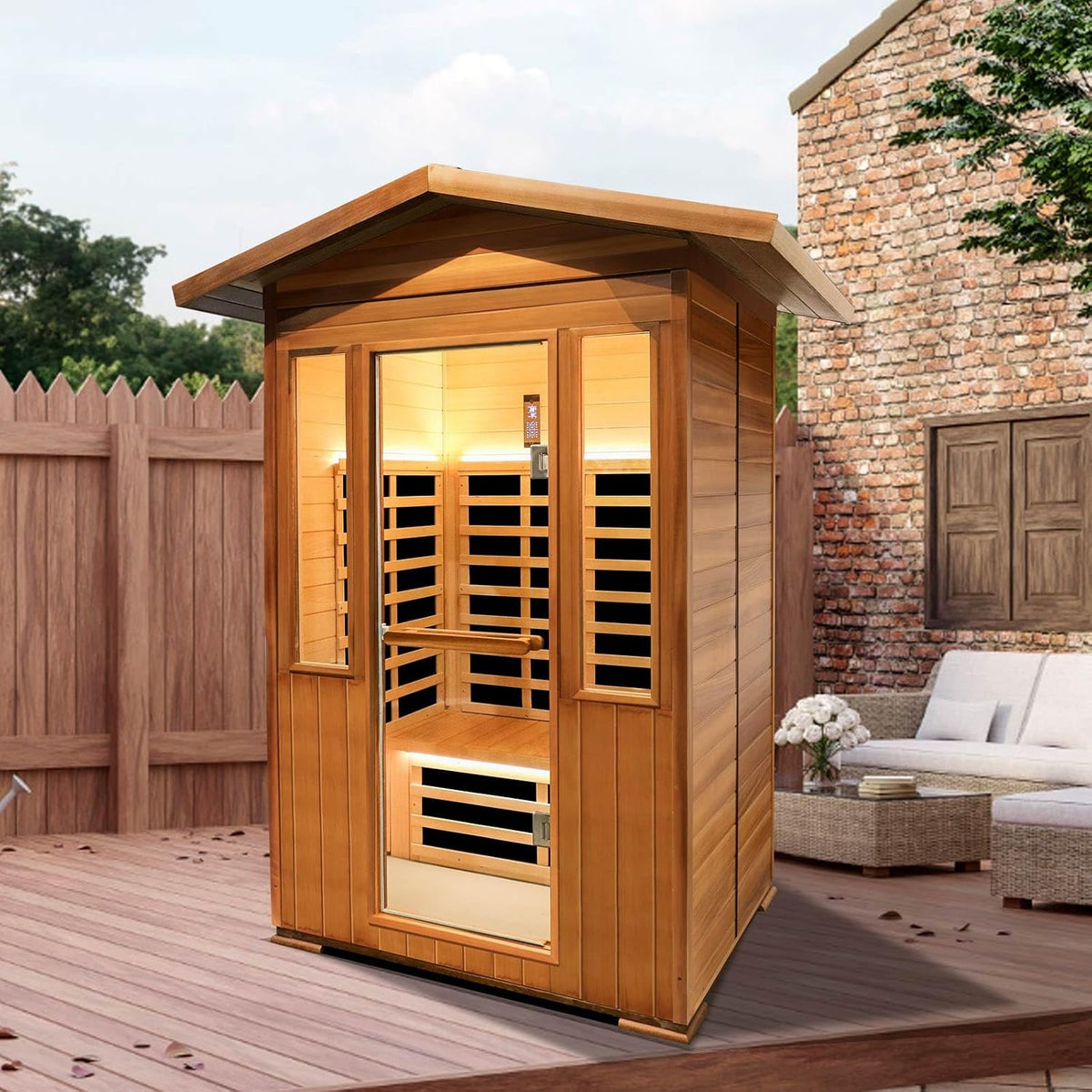2 Person Outdoor Sauna Infrared Saunas Dry Sauna Room 1800W 120V