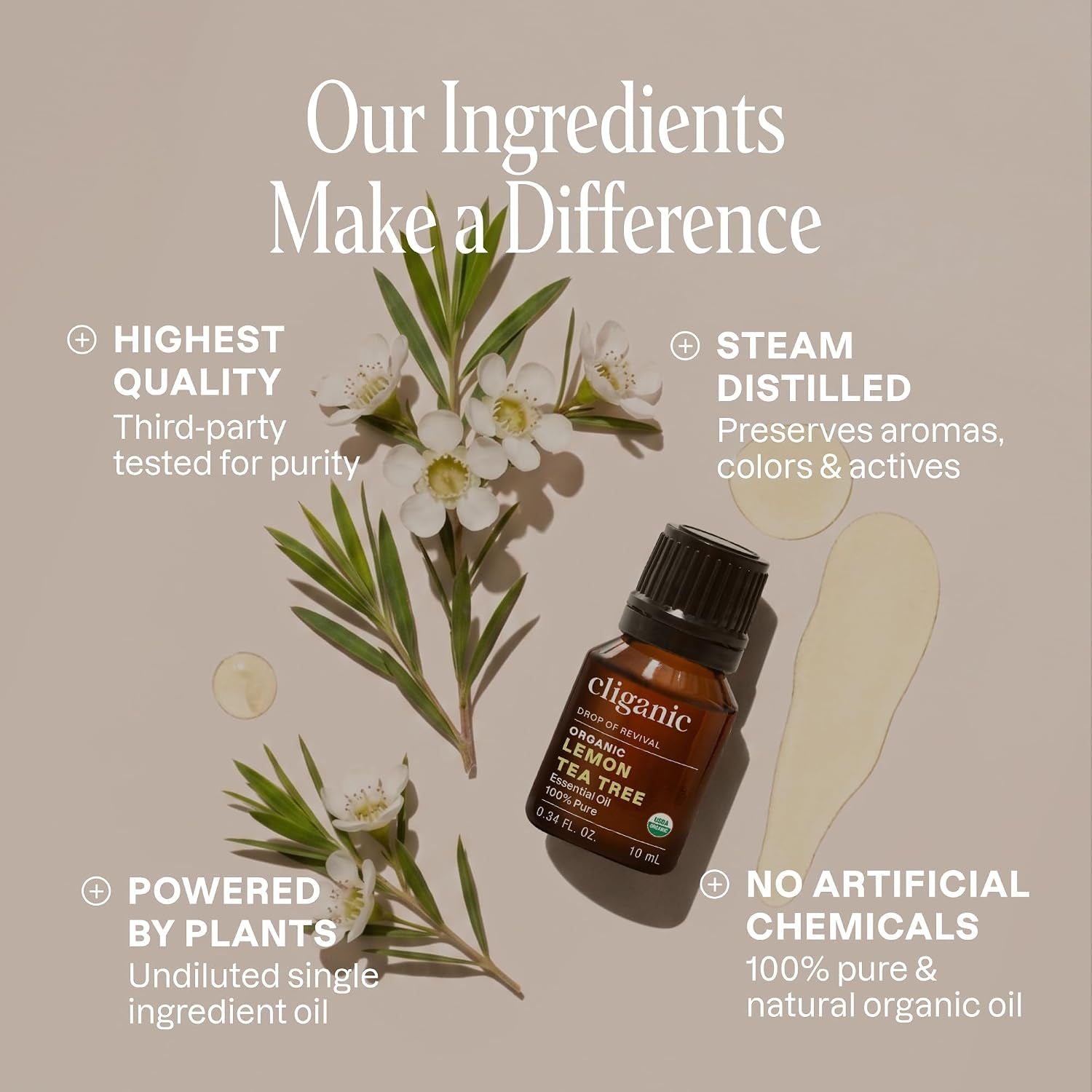 Organic Lemon Tea Tree Essential Oil for Diffuser, Pure 0.33 Oz