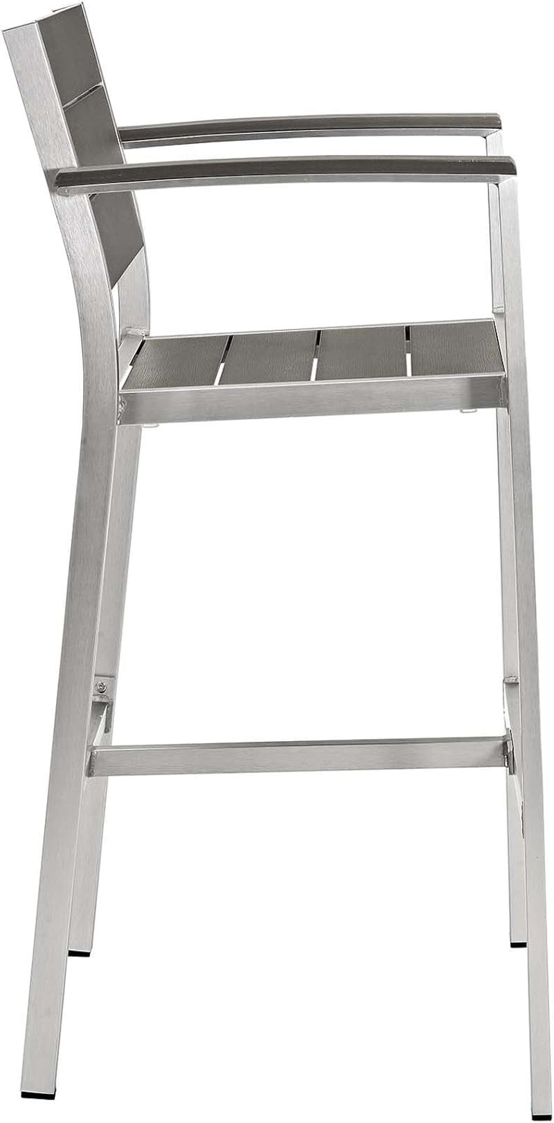 Shore Aluminum 3-Piece Outdoor Patio Pub Bistro Set with 28" Bar Table and Two Bar Stools in Silver Gray