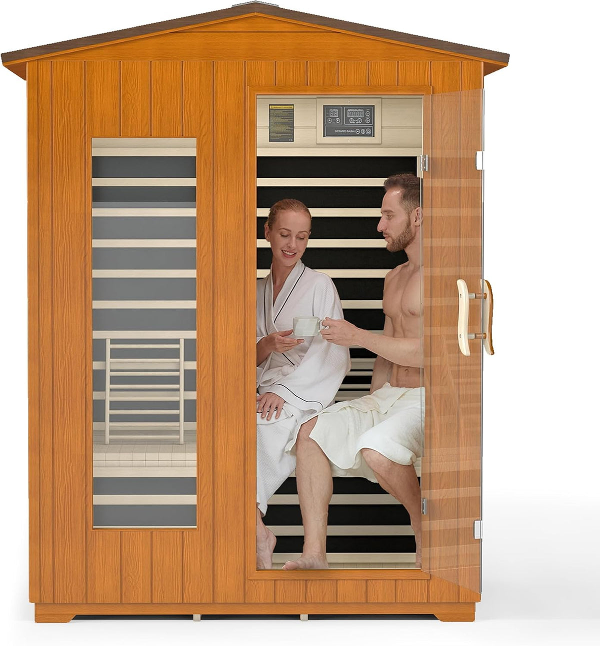 3 Person Outdoor Sauna, Low EMF Infrared Sauna, 7-Color Therapy