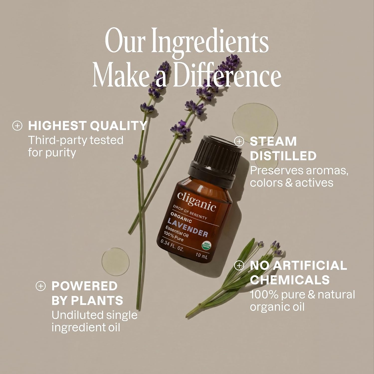 Organic Lavender Essential Oil for Diffuser, 100% Pure, 0.33 Fl Oz