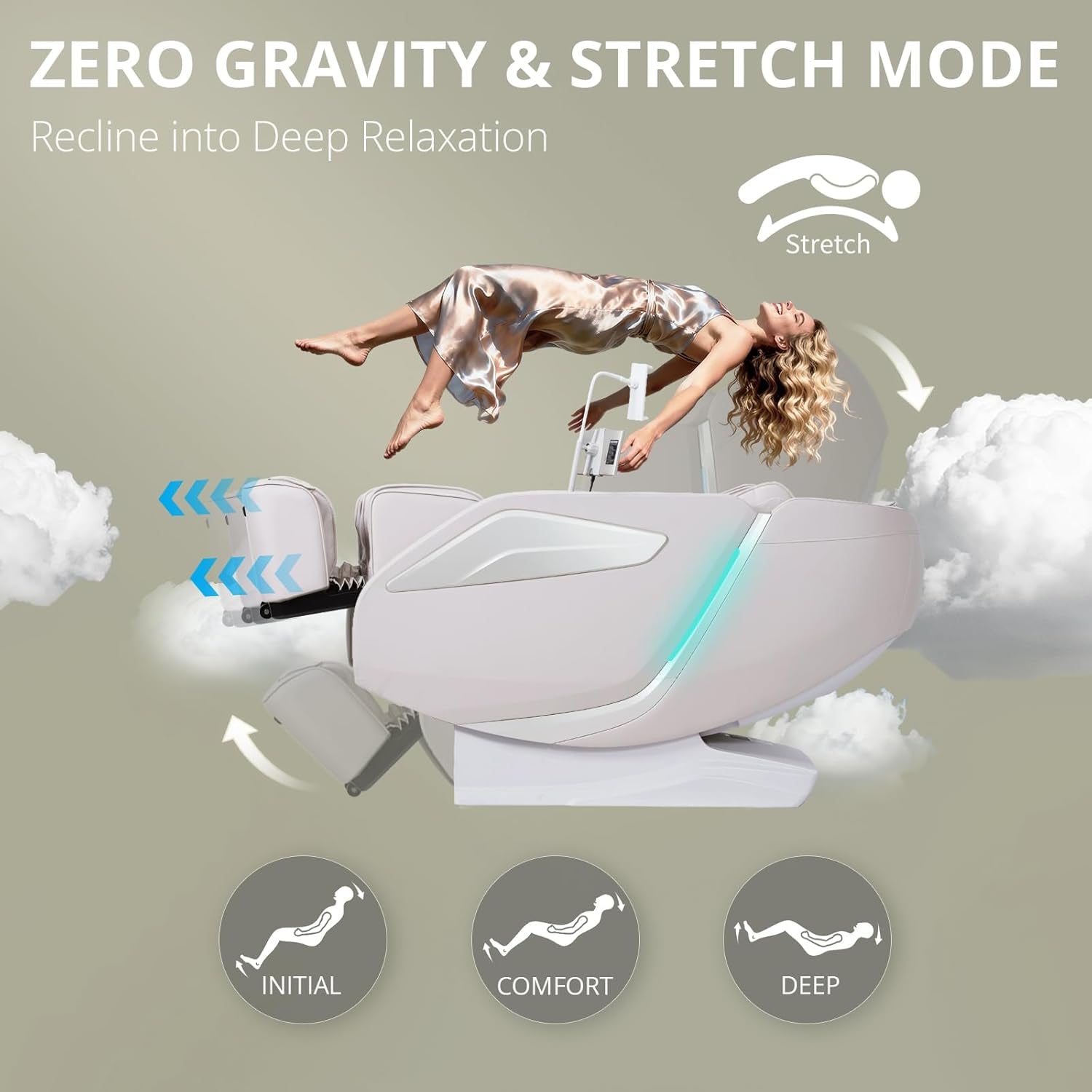 4D Massage Chair Full Body Zero Gravity Sl-Track Body Scan & Stretch, Beige