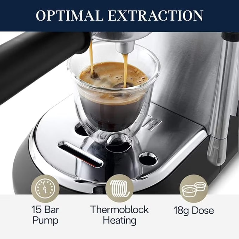 Dedica Arte 15-Bar, 2-Cup Metal Espresso Machine