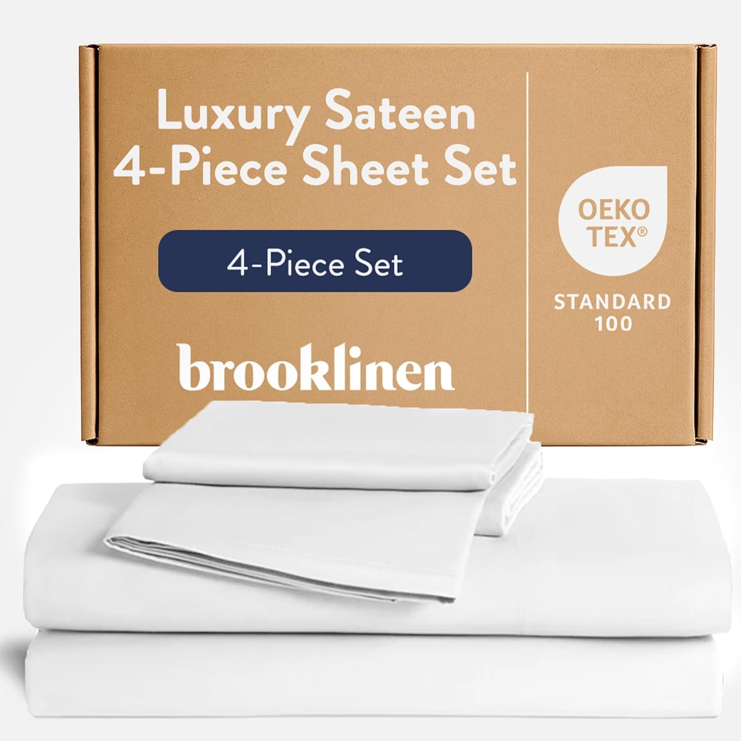 Brooklinen Sateen 4-Pc Sheet Set Hotel-Quality Luxury - King, White