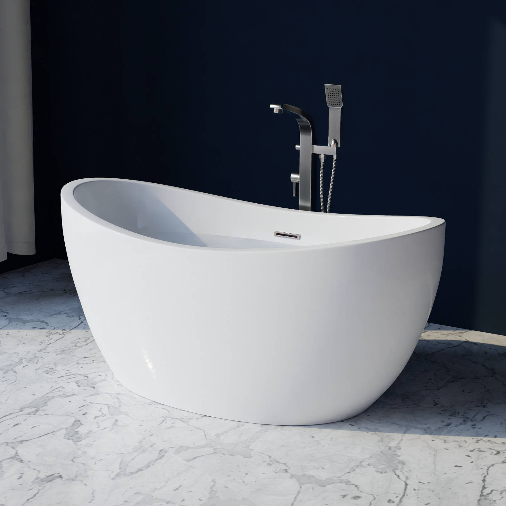 Cloe - C5932 59" x 32" Freestanding Acrylic Soaker Tub, White, CLOE59