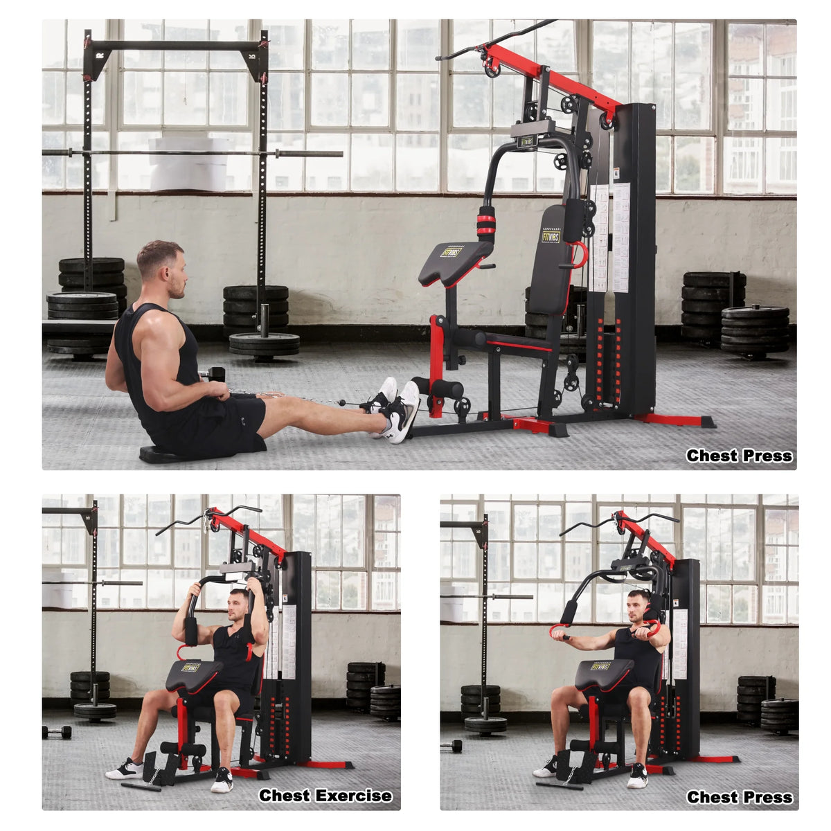 LX750 Multifunctional Full Home Gym System Workout Station with 122.5 Lbs Weight Stack, One Station, Comes with Installation Instruction Video, Ships in 5 Boxes