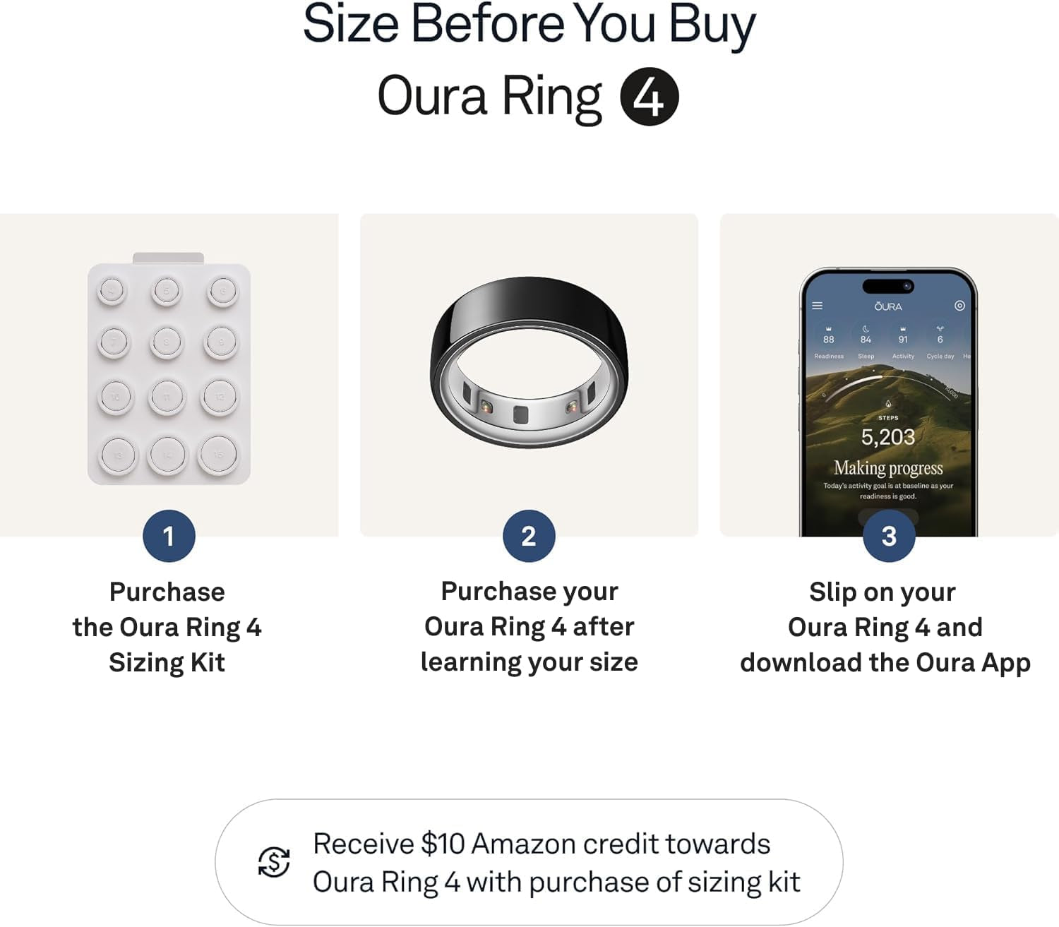 OURA Ring 4 Smart Ring - Black - Size 10