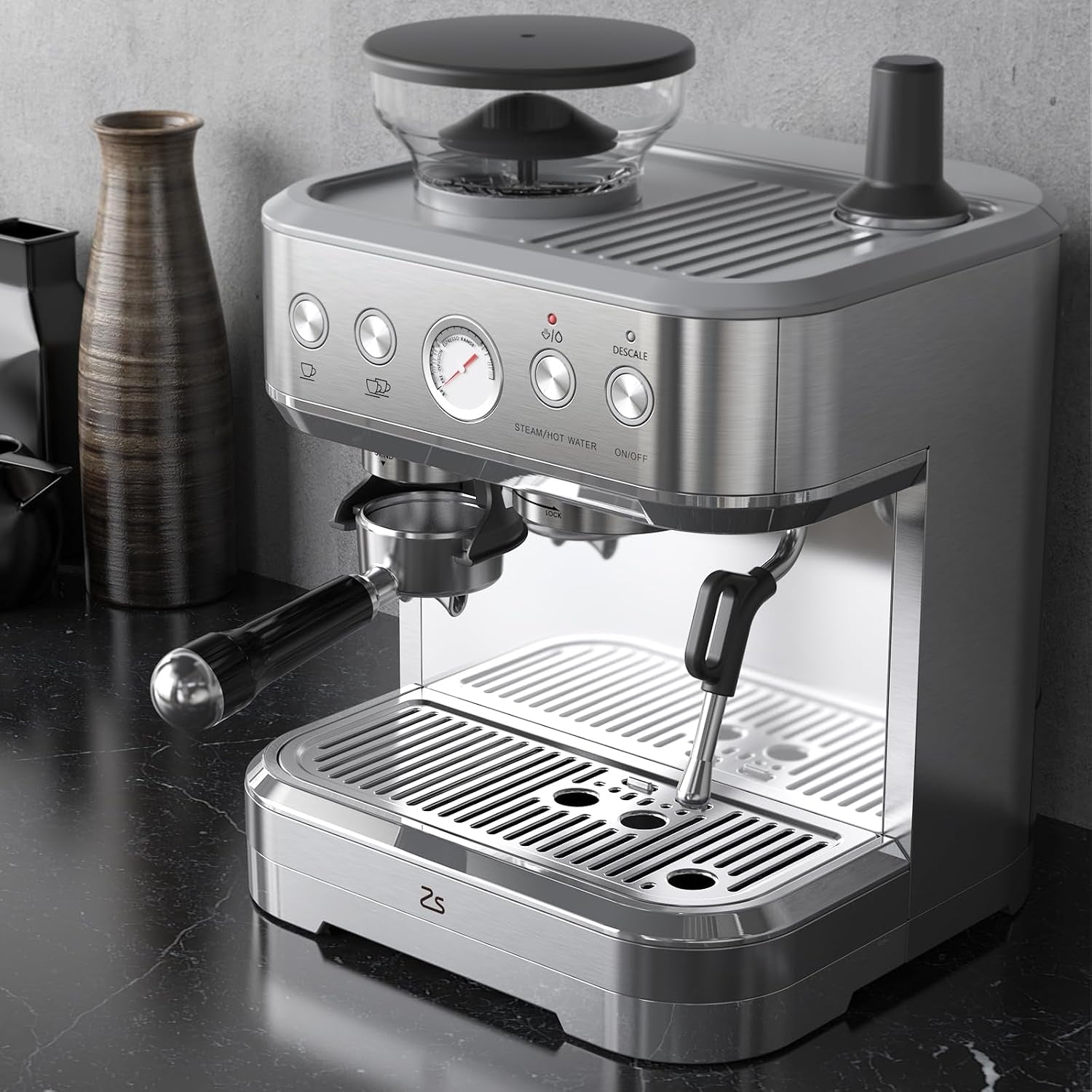 Espresso Machine, 3-In-1 Coffee Maker with Built-In Grinder and Milk Frother, 20 Bar Latte and Cappuccino Espresso Coffe Machine W/Automatic Milk Frothe & 95 Oz Water Tank,For Home and Office