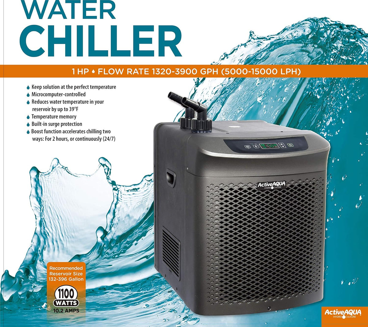 Active Aqua Water Chiller with Boost, 1 HP, 90-172 Gal, Cold Plunge