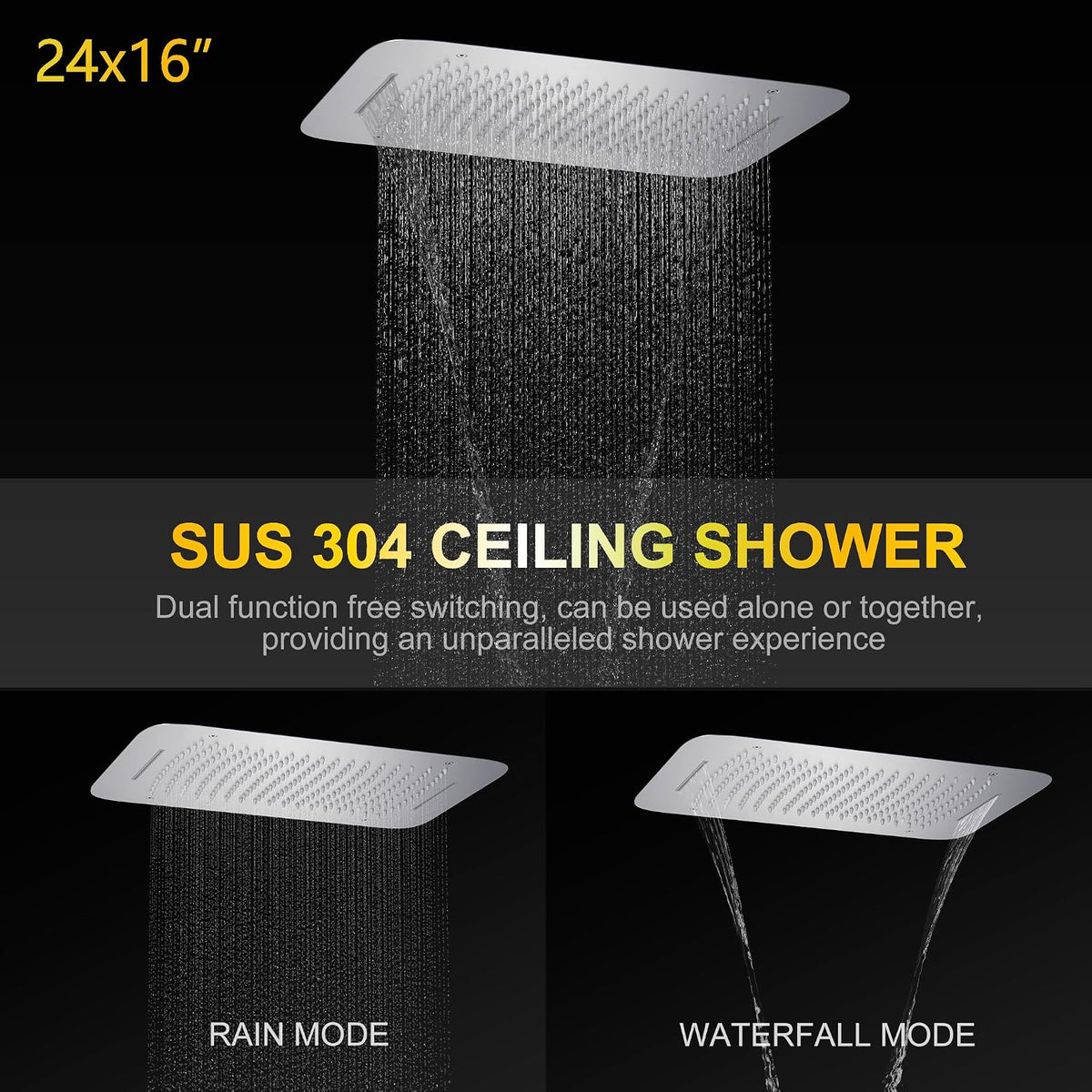 Multi Functional Thermostatic Shower Set Digital Display Rain Body Spray Bathroom Full Body Shower System with 16X24" Shower Head Brushed Nickel