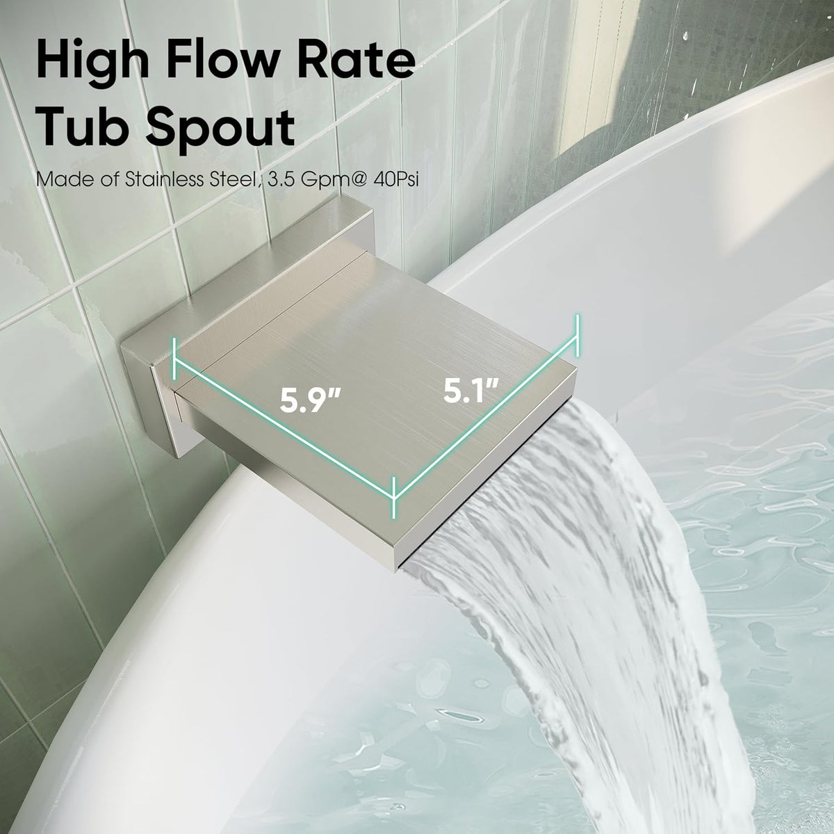 Shower System with Tub Spout, Wall Mounted Bathtub Shower Faucet Set, 10 Inch Rain Shower Head and Handheld Shower Head Set, High Pressure Tub Shower Kit with Shower Valve, Brushed Nickel