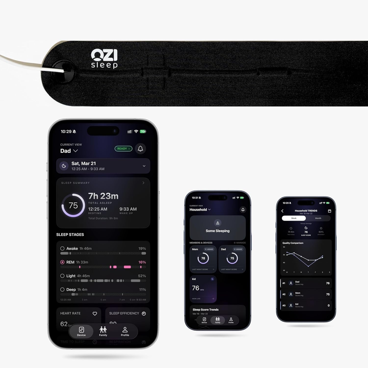 OZI Smart Sleep Tracker, Non-Wearable Contactless Under-Sheet Sleep Monitor
