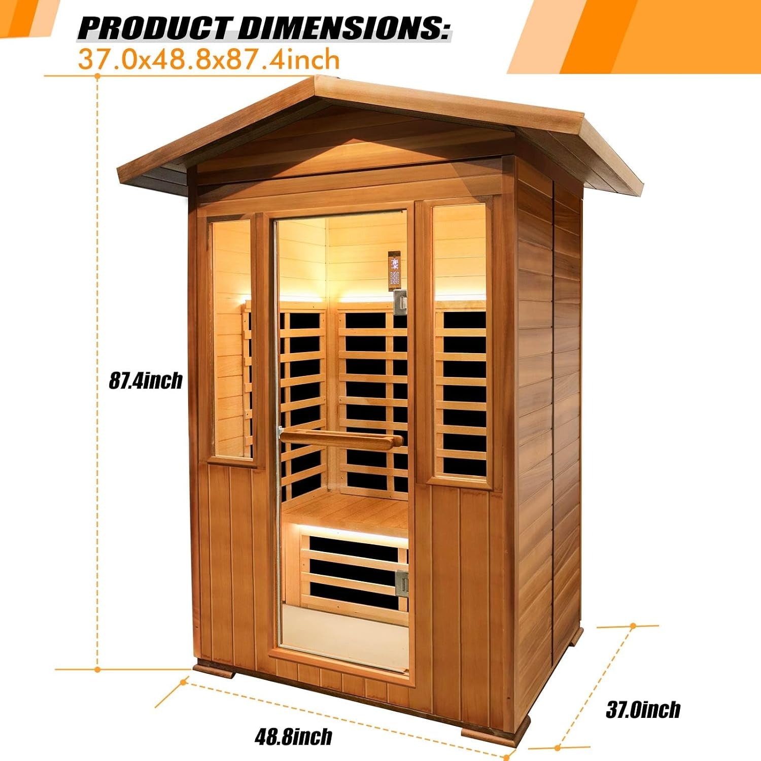 2 Person Outdoor Sauna Infrared Saunas Dry Sauna Room 1800W 120V