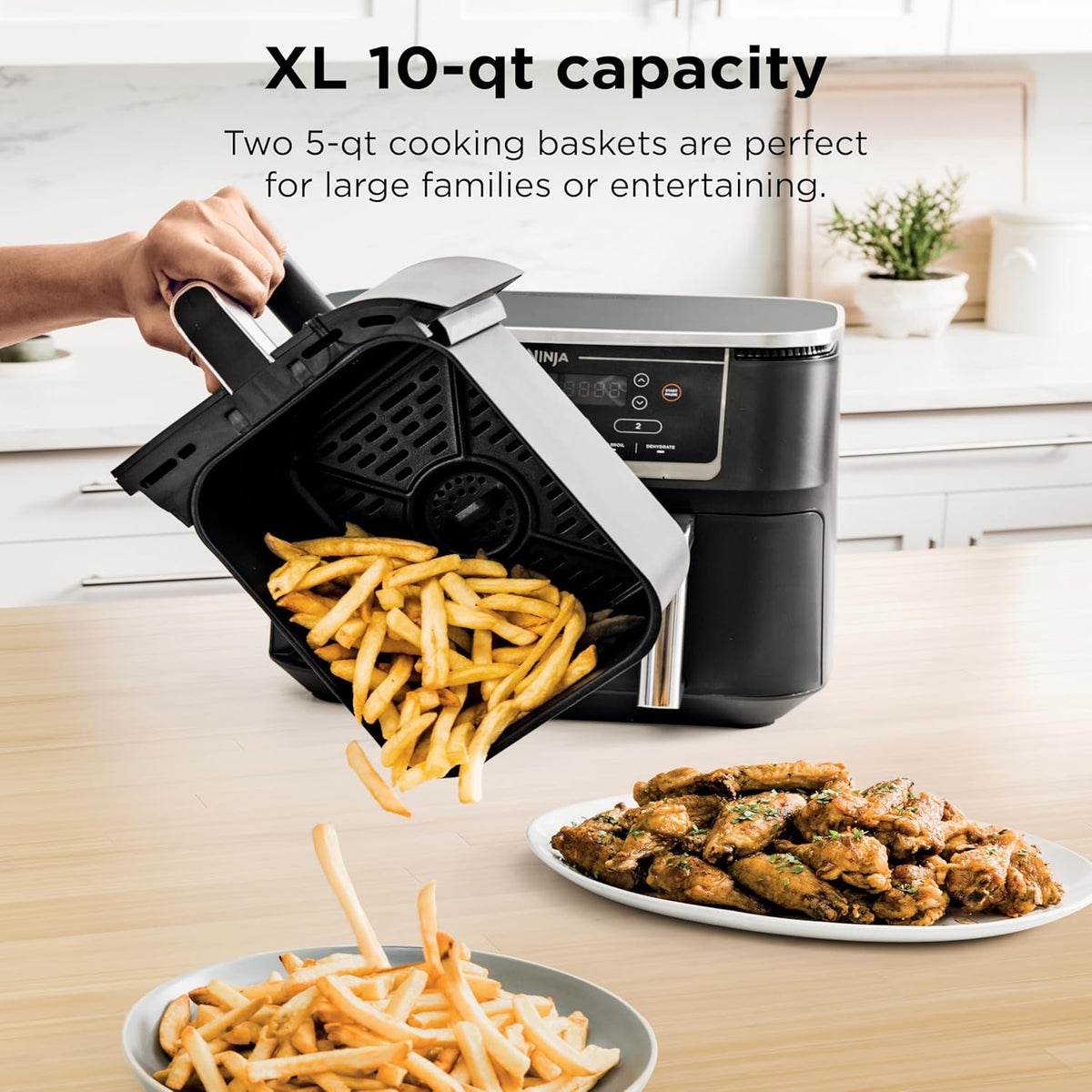 Ninja Foodi Air Fryer, 10 Qt Dualzone Smart XL, 6-In-1, Black, DZ550