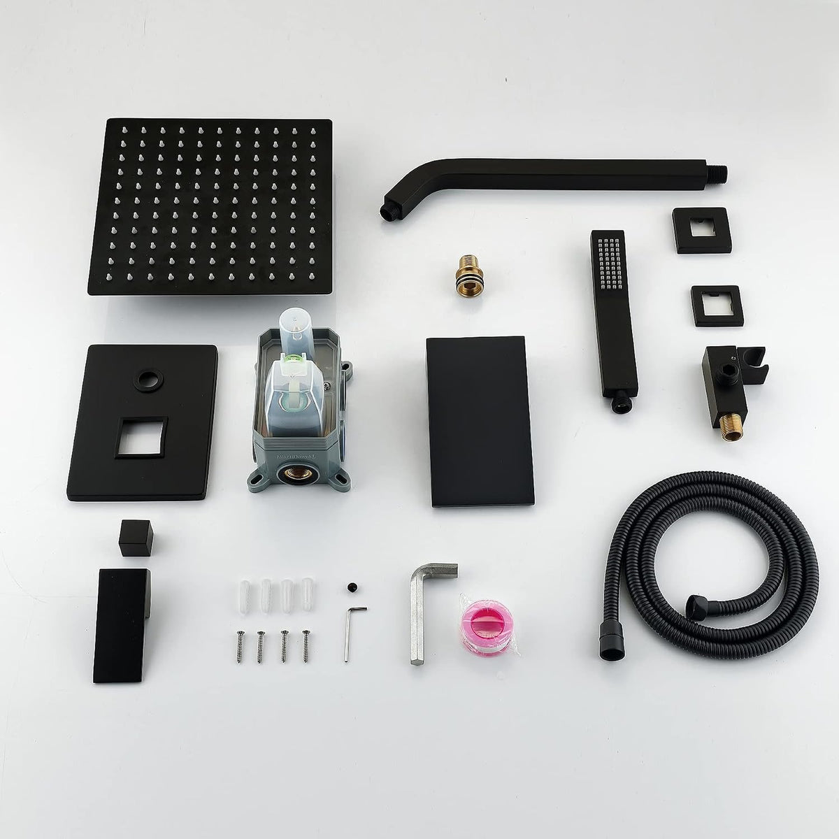 Bathtub Shower System Matte Black Shower and Tub Faucet Set with 10 Inch Rian Shower Head and Handheld Spray Mix Shower Combo,Including Rough-In Valve and Shower Trim Kit