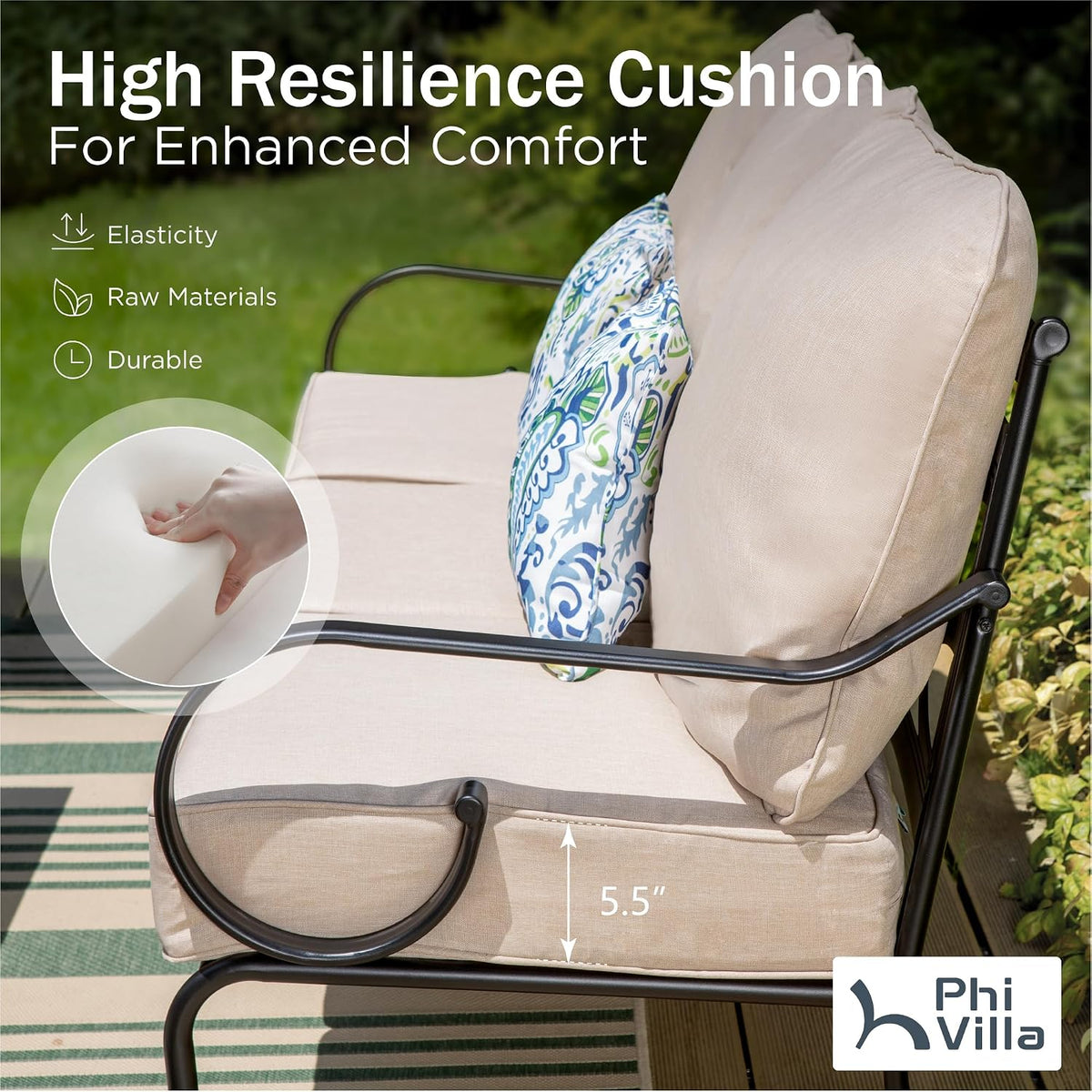 Extra Large Metal Patio Furniture Set with 2 Rocking Chairs