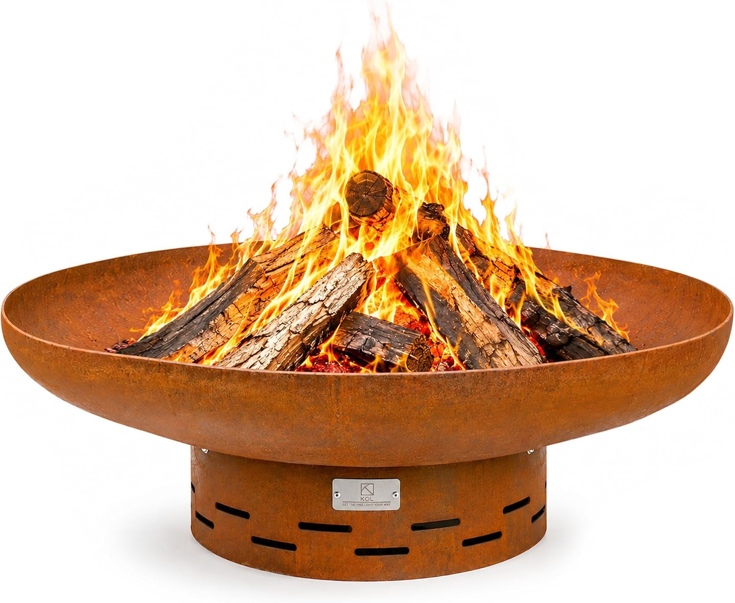 Fire Pit for outside Wood Burning, 35.5 Inch Large round Firepit Bowl Outdoor and Patio, Heavy-Duty Bonfire Pit Oxidized Finish, Free-Standing, Camping Backyard Terrace