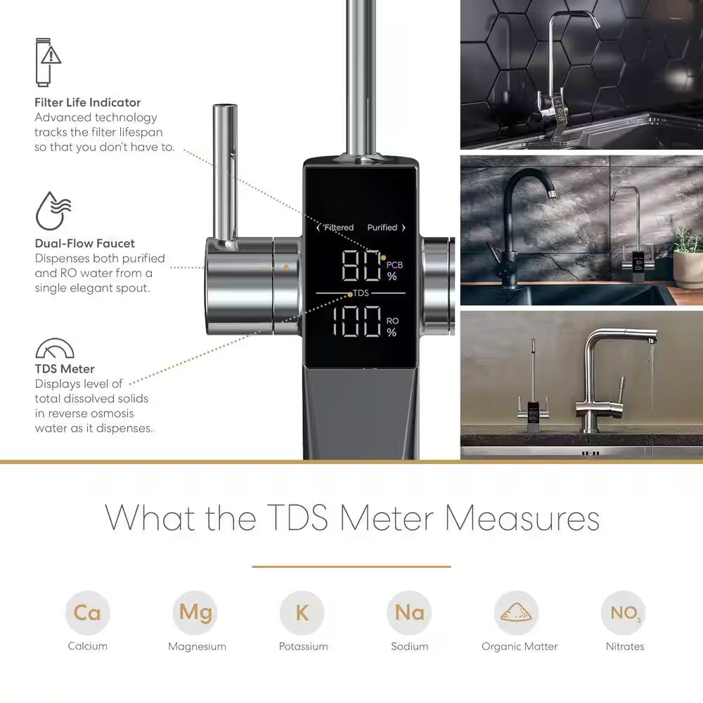 G10-U Reverse Osmosis Water Filtration System with Smart Faucet, 500 GPD, 2:1 Pure to Drain, 5-In-2 Filtration