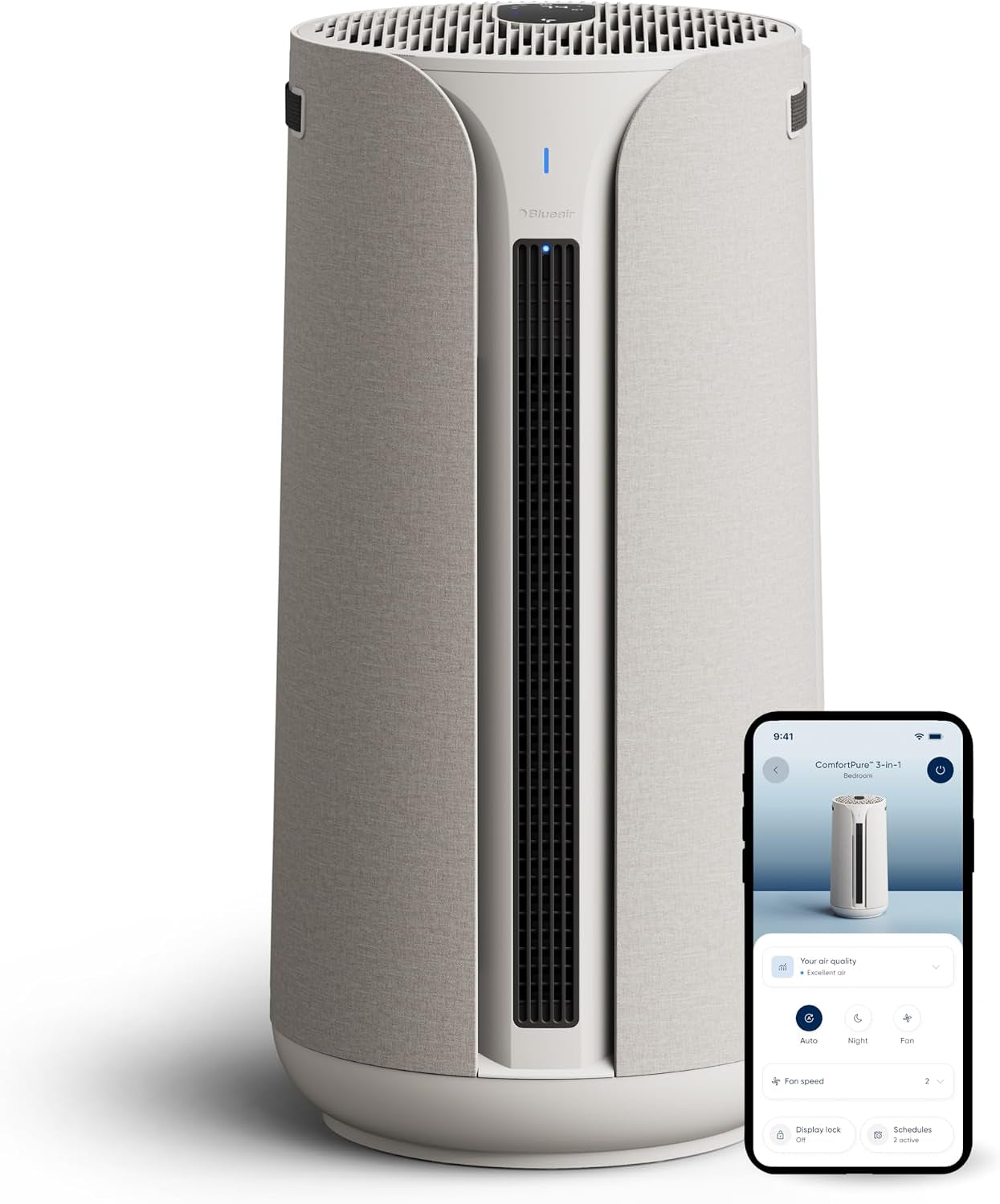 BLUEAIR Comfortpure Most Powerful 3-In-1 Cooling, Heating, Air Purifier – Hepasilent Cleaner for Home, Pets, Allergies, Dust, Odor, Covers 1689 Sqft in 1 Hour – All Season Comfort for Large Rooms