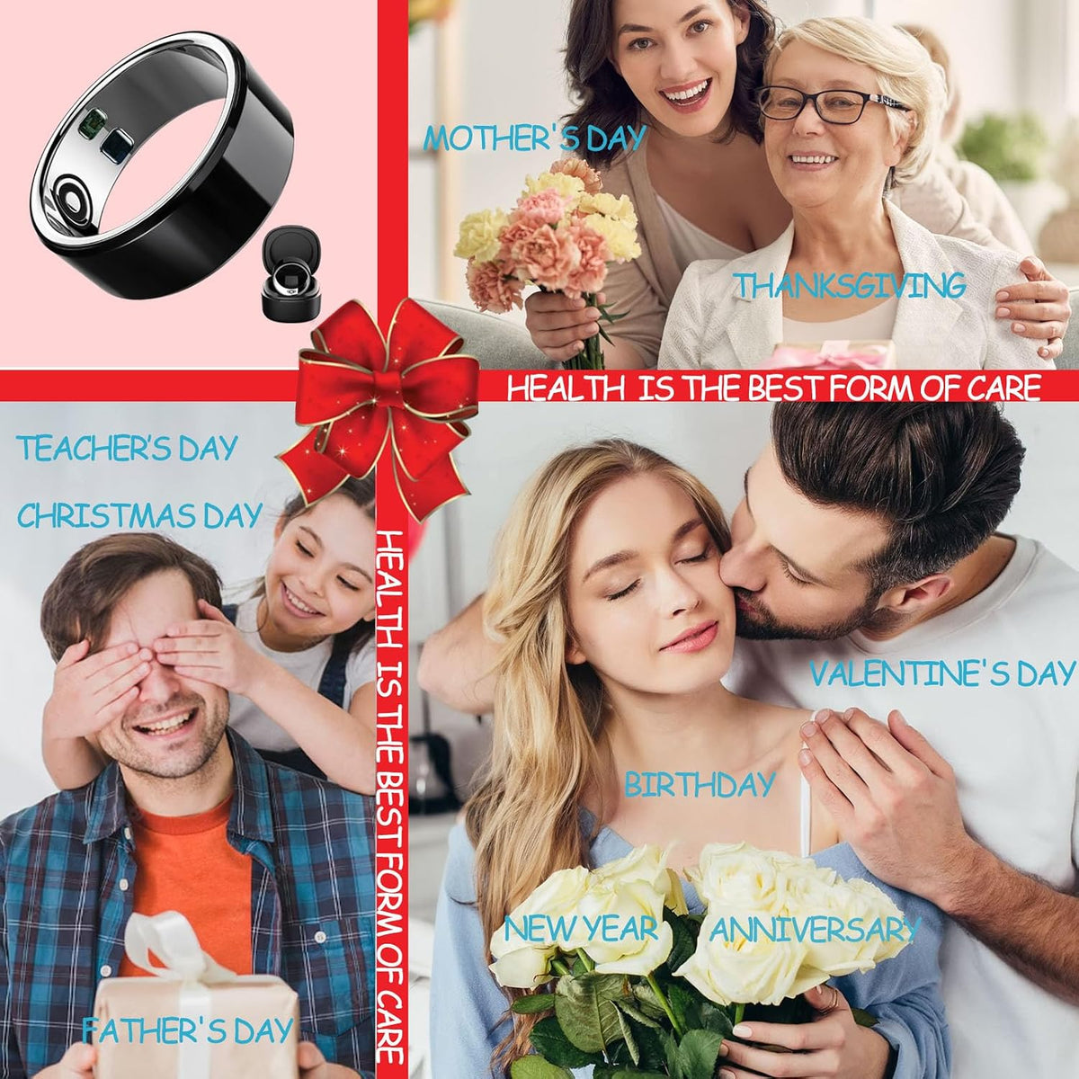 Smart Ring Sleep Fitness Tracker,Records Sleep, Heart Rate, Temperature, Blood Oxygen and Pedometer,Health Ring with Charging Case