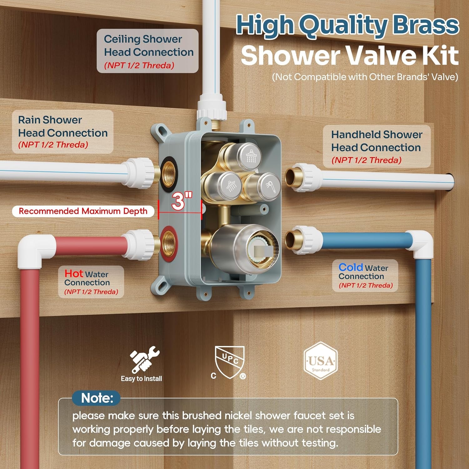 Brushed Nickel Shower System, Dual Shower Head Combo with Handheld
