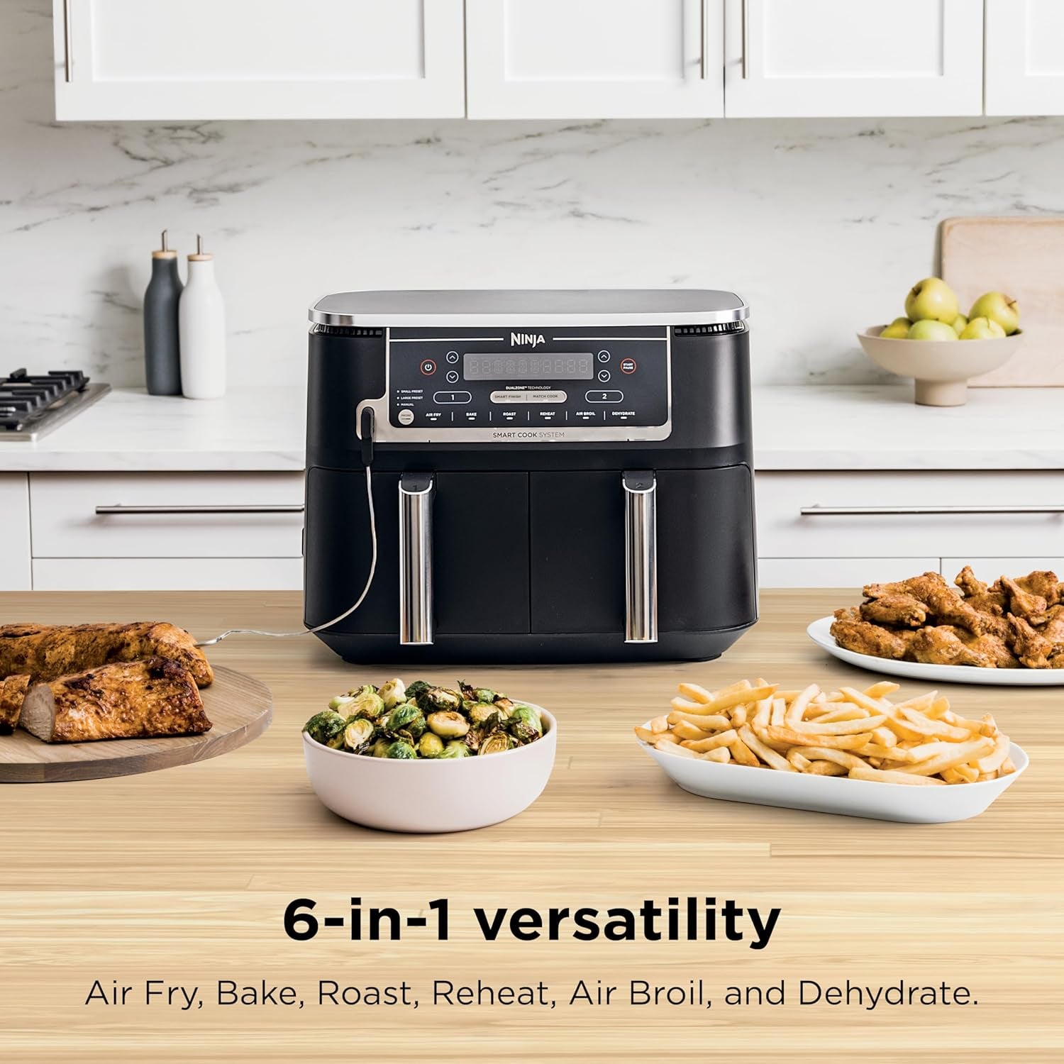 Ninja Foodi Air Fryer, 10 Qt Dualzone Smart XL, 6-In-1, Black, DZ550