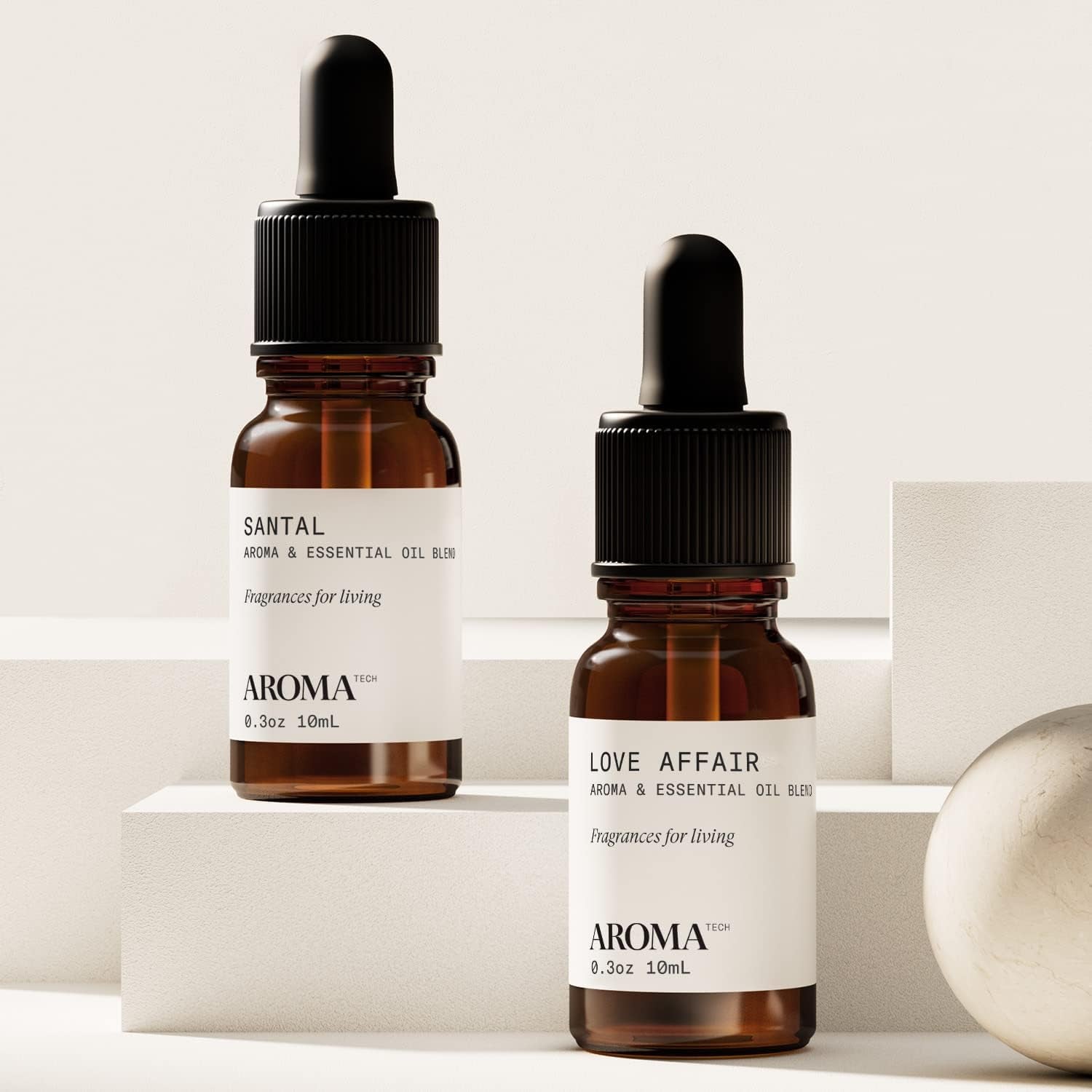 Santal & Love Affair Set | Aroma Diffuser Essential Oils Blend of Santal Cardamom, Papyrus, Musk | Love Affair Jasmin, Saffron, Cedar, Ambergris - 10 Milliliter