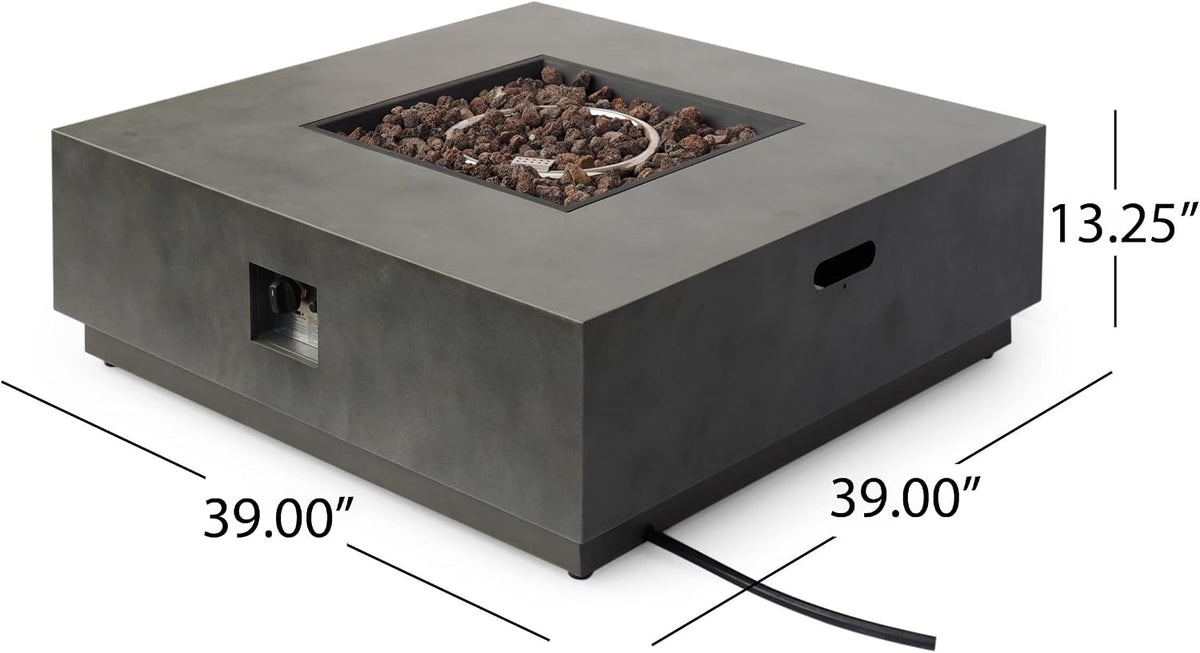 Wellington Outdoor 50,000 BTU Square Fire Pit (No Tank Holder) - Concrete Finish