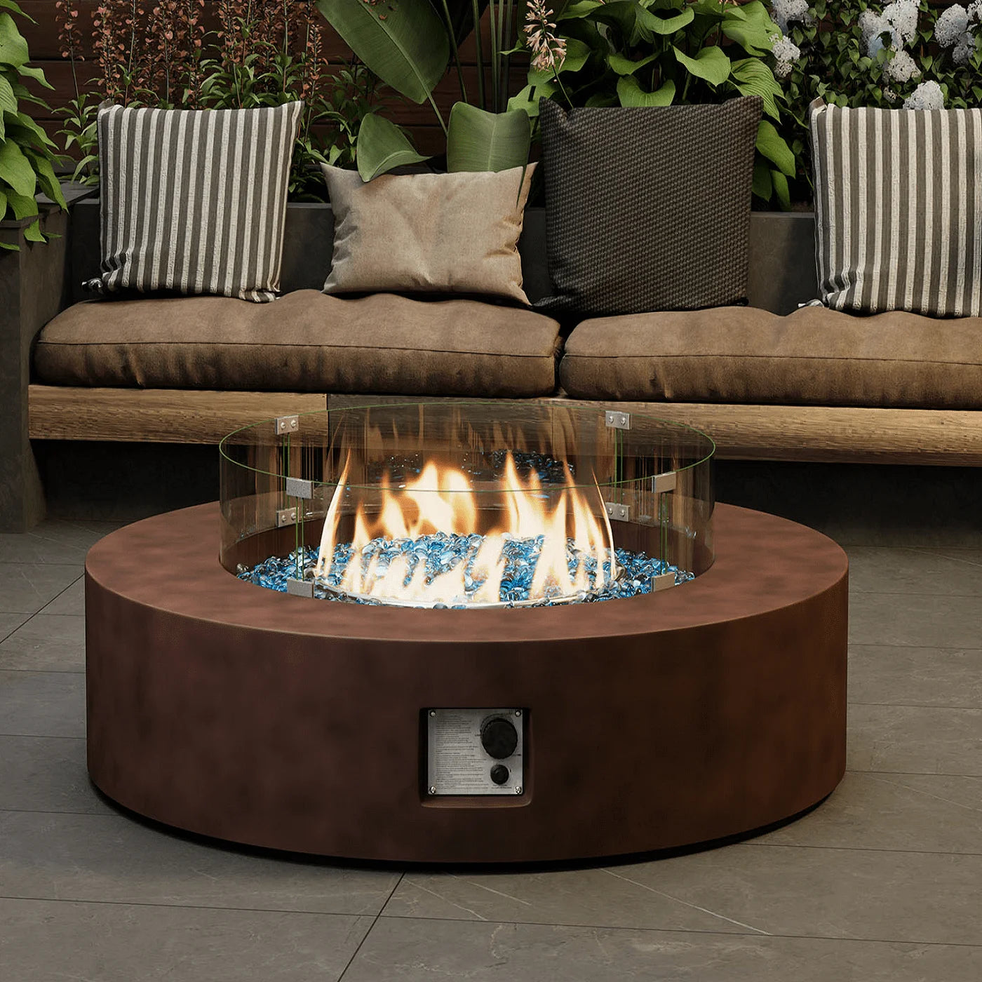 41''Round Fire Pit Table,50000 BTU Outdoor Propane Patio Fire Pit