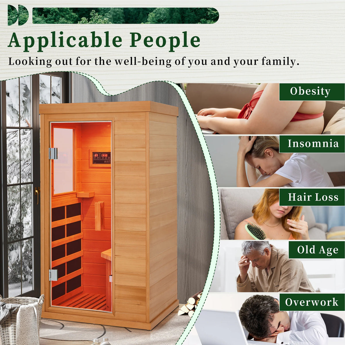 Infrared & Steam Sauna (Varied Sizes & Shapes)