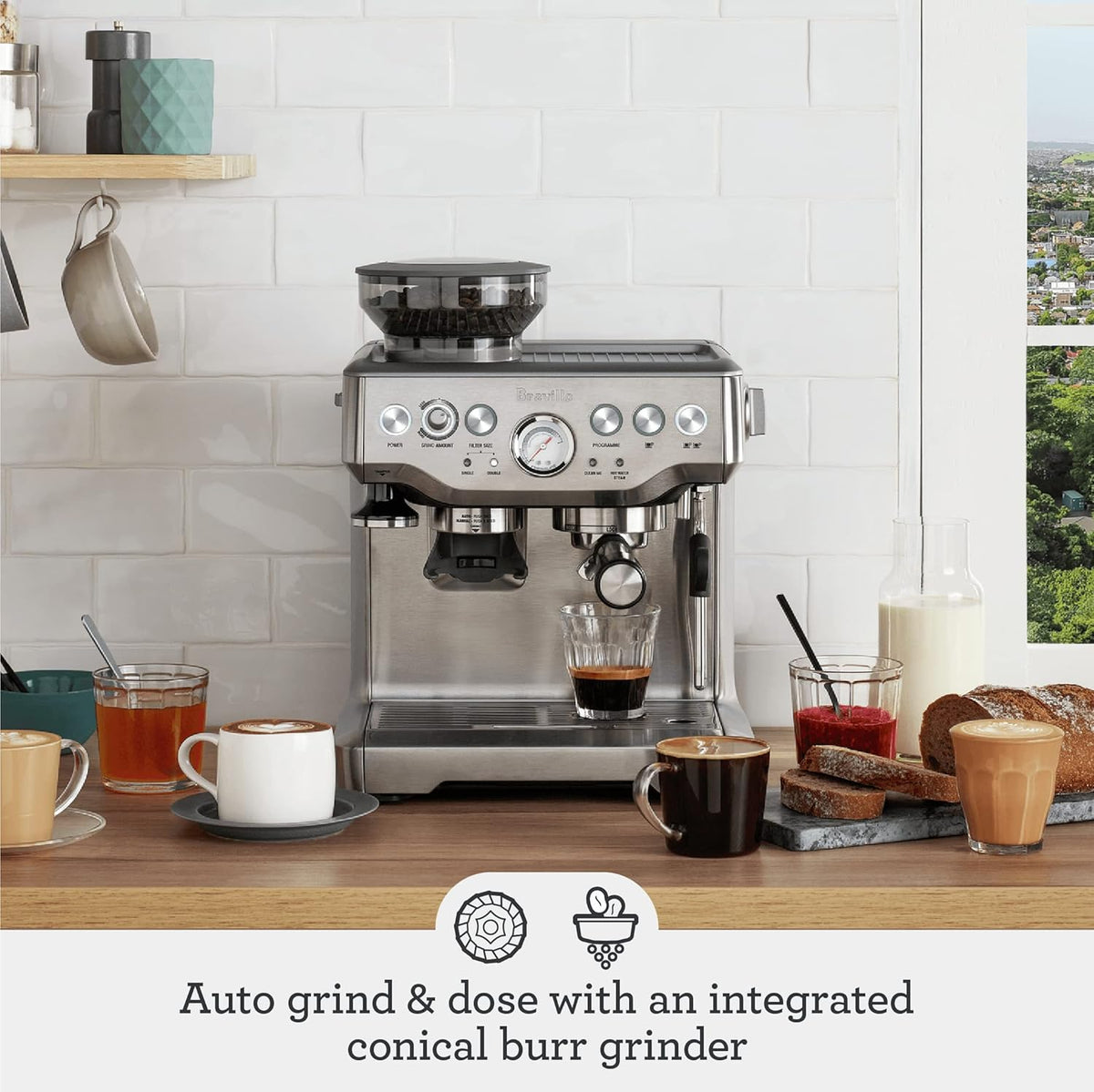 Breville BES870BTR Barista Express Espresso Machine, Black Truffle