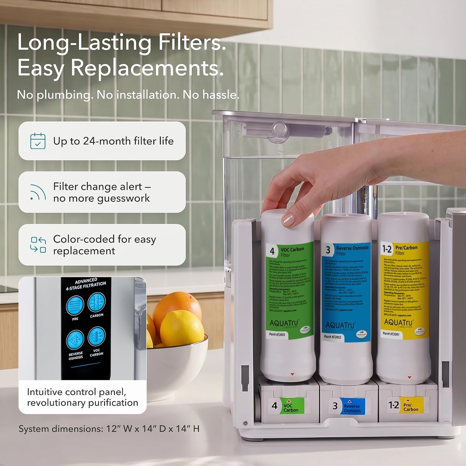 Aquatru Water Purification Unit - Certified NSF/ANSI Standards, Removes 84 Contaminants, No Plumbing Required, Cost-Effective, Environmentally Friendly