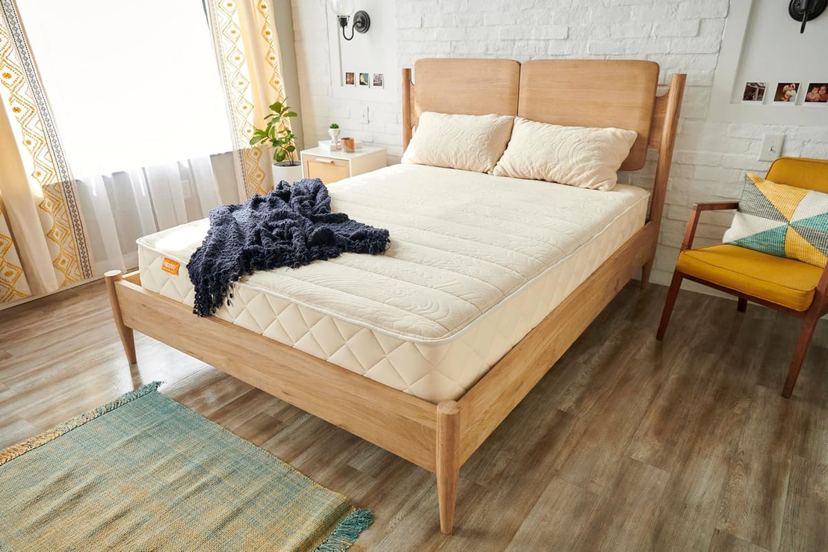 Organic King Mattress - 10 Inch Plush with Encased Coils - in Box for Pressure Relief & Comfortable Sleep - Naturally Cooling & Breathable Latex