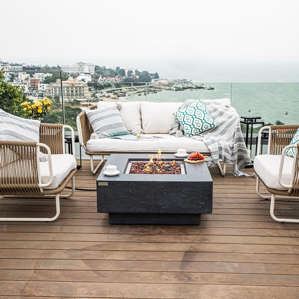 Manhattan Propane Fire Pit Table Cast Concrete 36 X 36-In