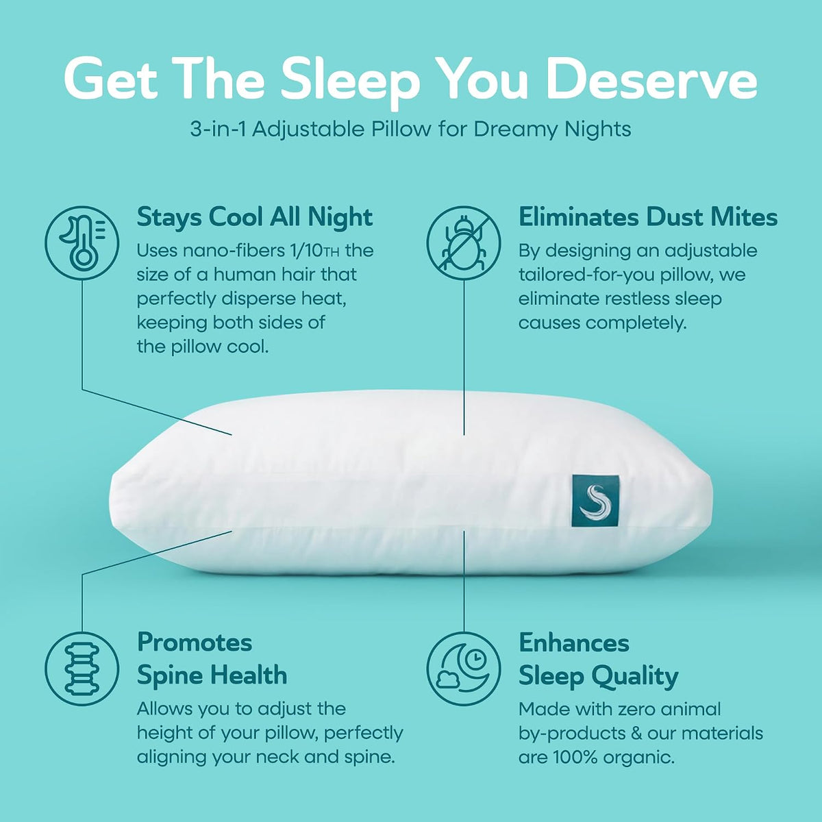 2-Pack Cooling Bed Pillows & Removable Cover for Sleeping Sets, King Size - Adjustable and Washable Bedding Pillow Set for Comfortable Sleep