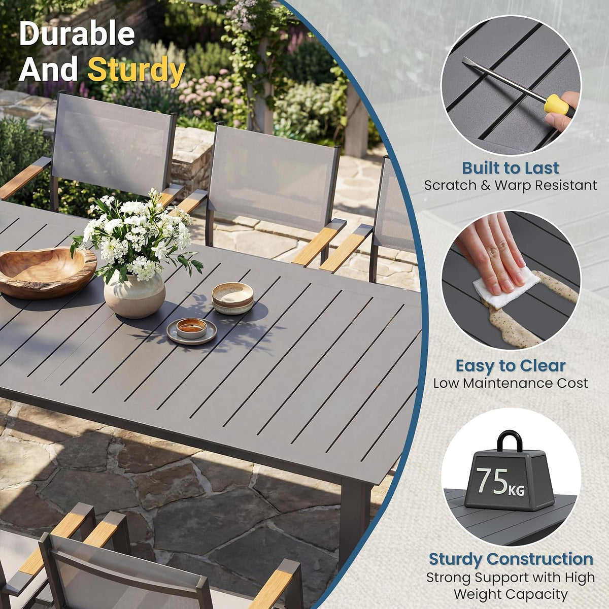 Aluminum Outdoor Patio Table and Chairs Set with 121" L-81 L Expandable Dining Table, 13-Pieces Outdoor Dining Set for 12, Patio Furniture Set with Stackable Quick Drying Chairs, Grey