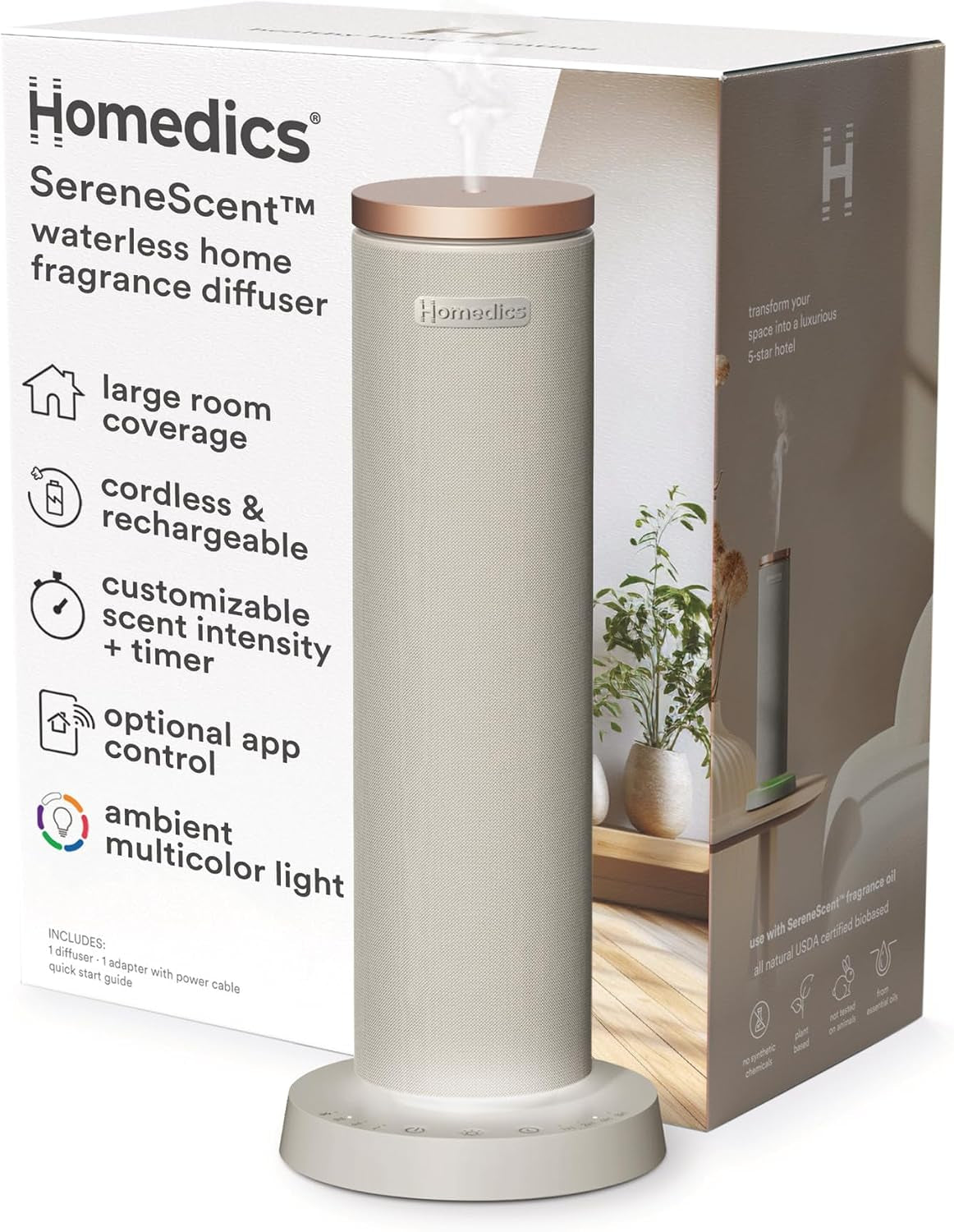 Serenescent Waterless Essential Oil Diffuser, Grey