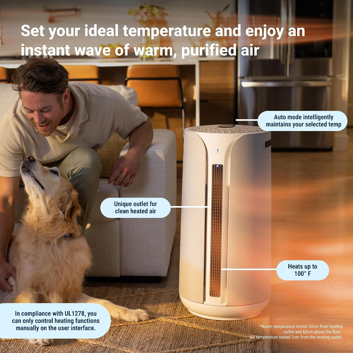 BLUEAIR Comfortpure Most Powerful 3-In-1 Cooling, Heating, Air Purifier – Hepasilent Cleaner for Home, Pets, Allergies, Dust, Odor, Covers 1689 Sqft in 1 Hour – All Season Comfort for Large Rooms