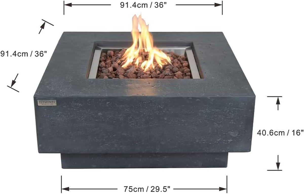 Manhattan Propane Fire Pit Table Cast Concrete 36 X 36-In