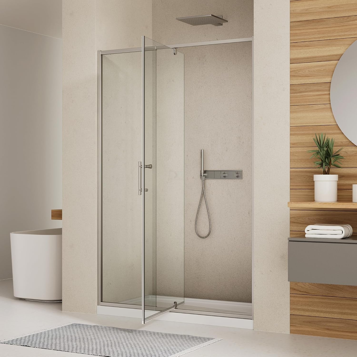 56-60" W X 71" H Pivot Swing Glass Shower Door,Chrome