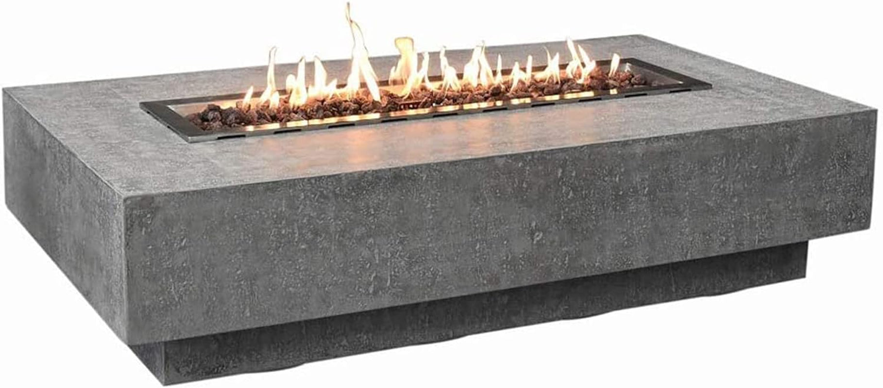 Hampton Propane Fire Pit Table Cast Concrete 56 X 32-In