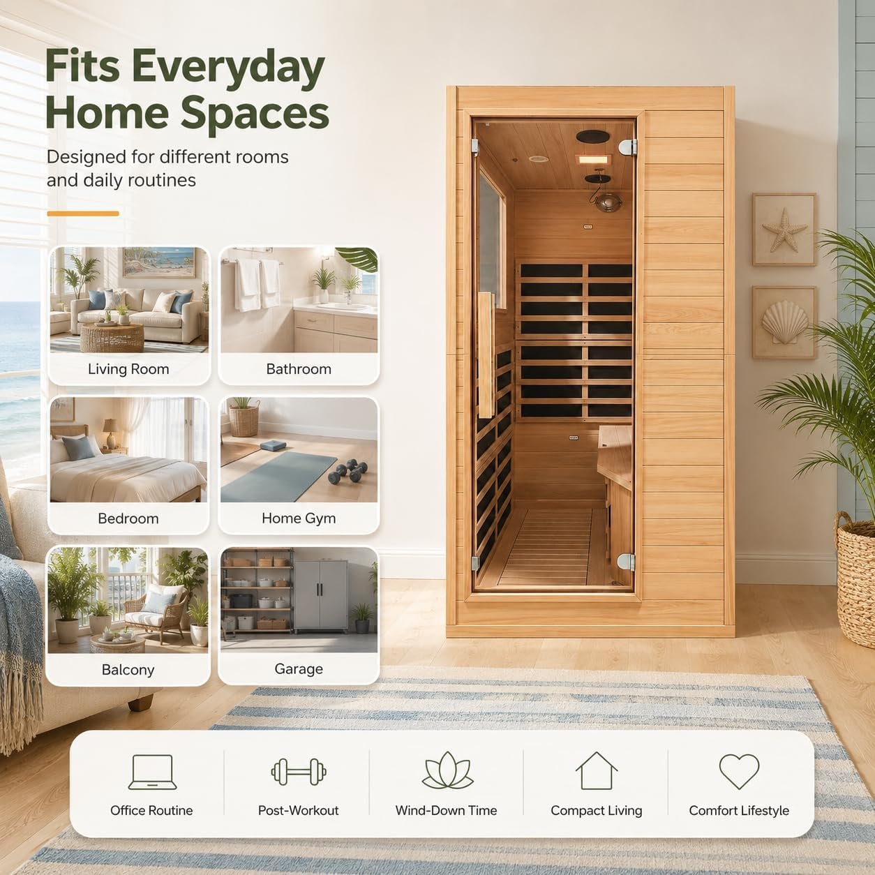 Far Infrared Sauna 2 Person for Home, Hemlock Wood Double Sauna with Side Door, 110V 2000W 8 Mica Heating Panels, Bluetooth FM, 6Mm Tempered Glass, LCD Controller, Home Spa Dry Sauna Room
