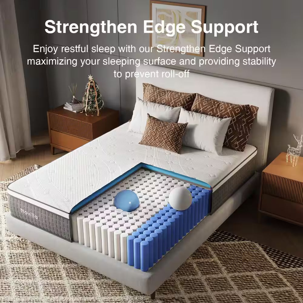 Classic Cool-Sleep Line California King Size Medium Hybrid Memory Foam and Innerspring 14In. Bed-In-A-Box Mattress