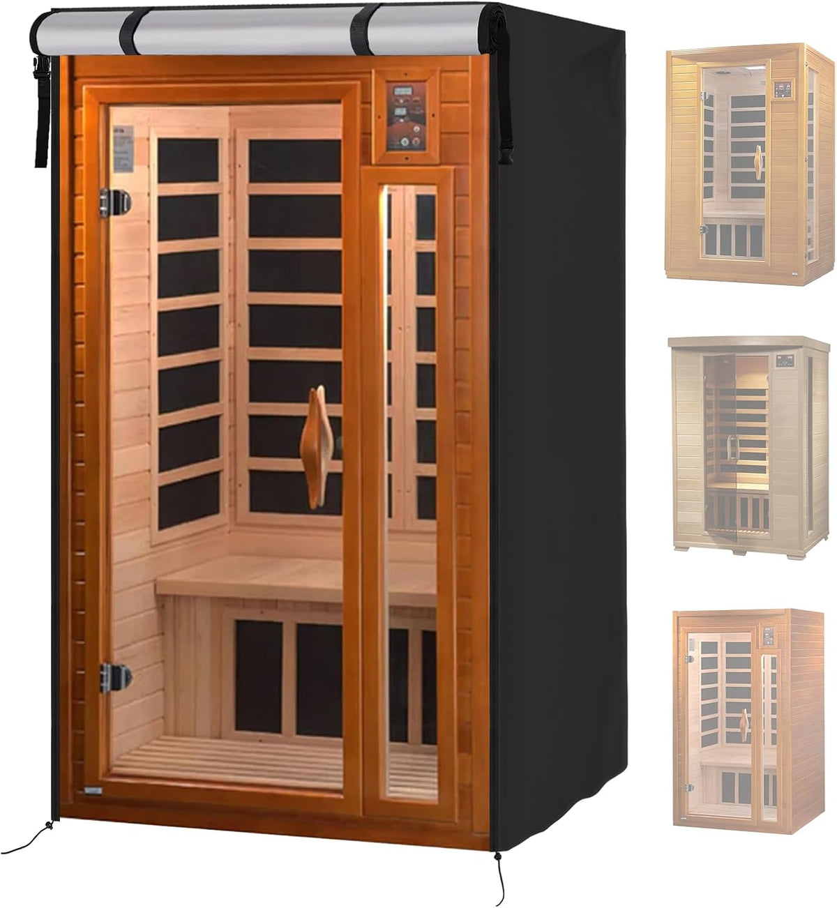 420D Outdoor 1 to 2-Person Sauna Cover,39.8"Lx37.4"Wx72.8"H,Black