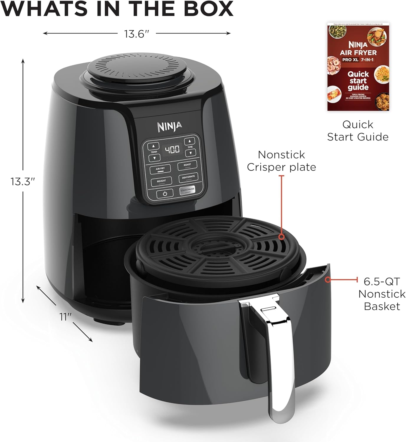 Ninja Air Fryer, 4 Qt, 4-In-1, Black/Grey, AF101