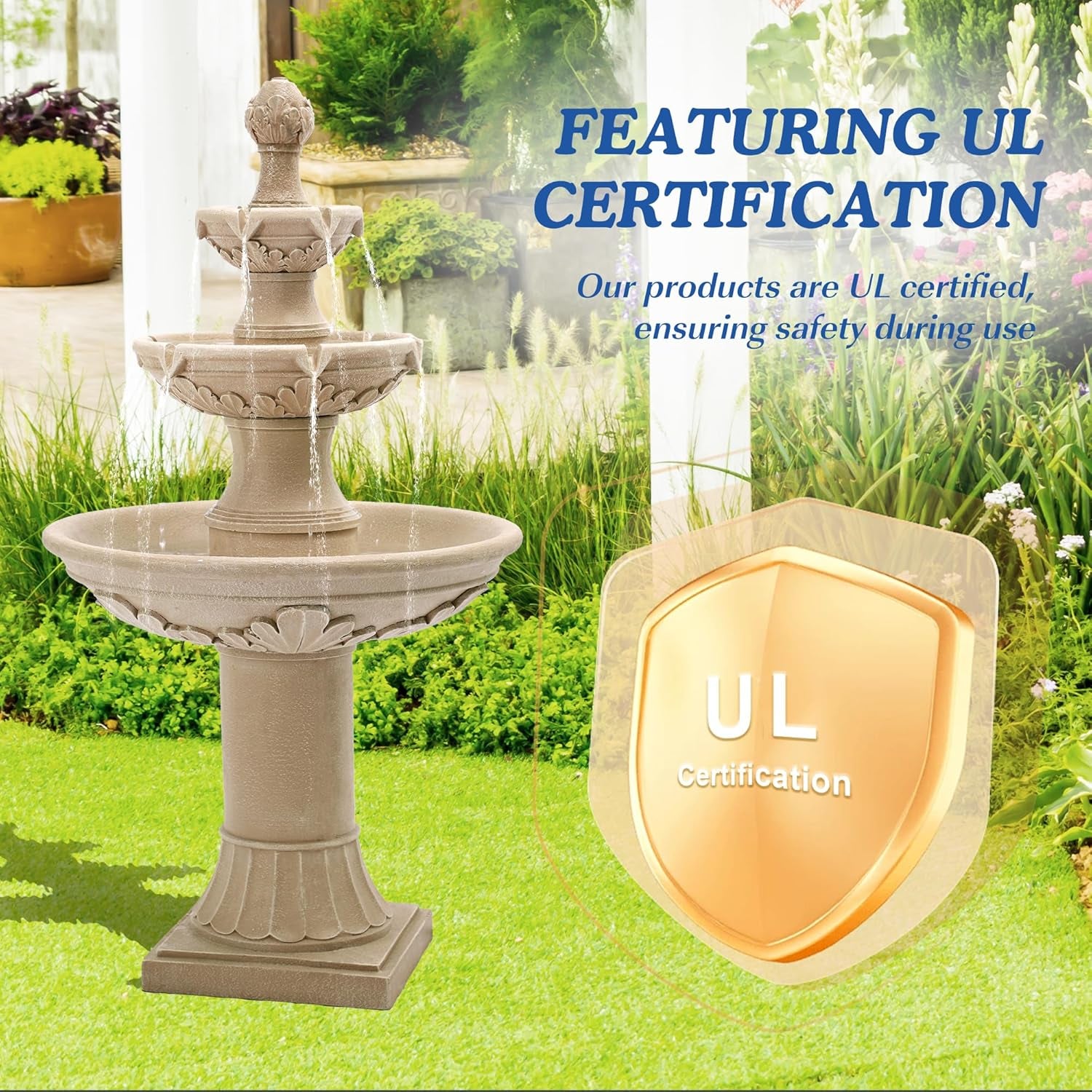 48.4" H Italian Outdoor Water Fountains, Fountains and Waterfalls