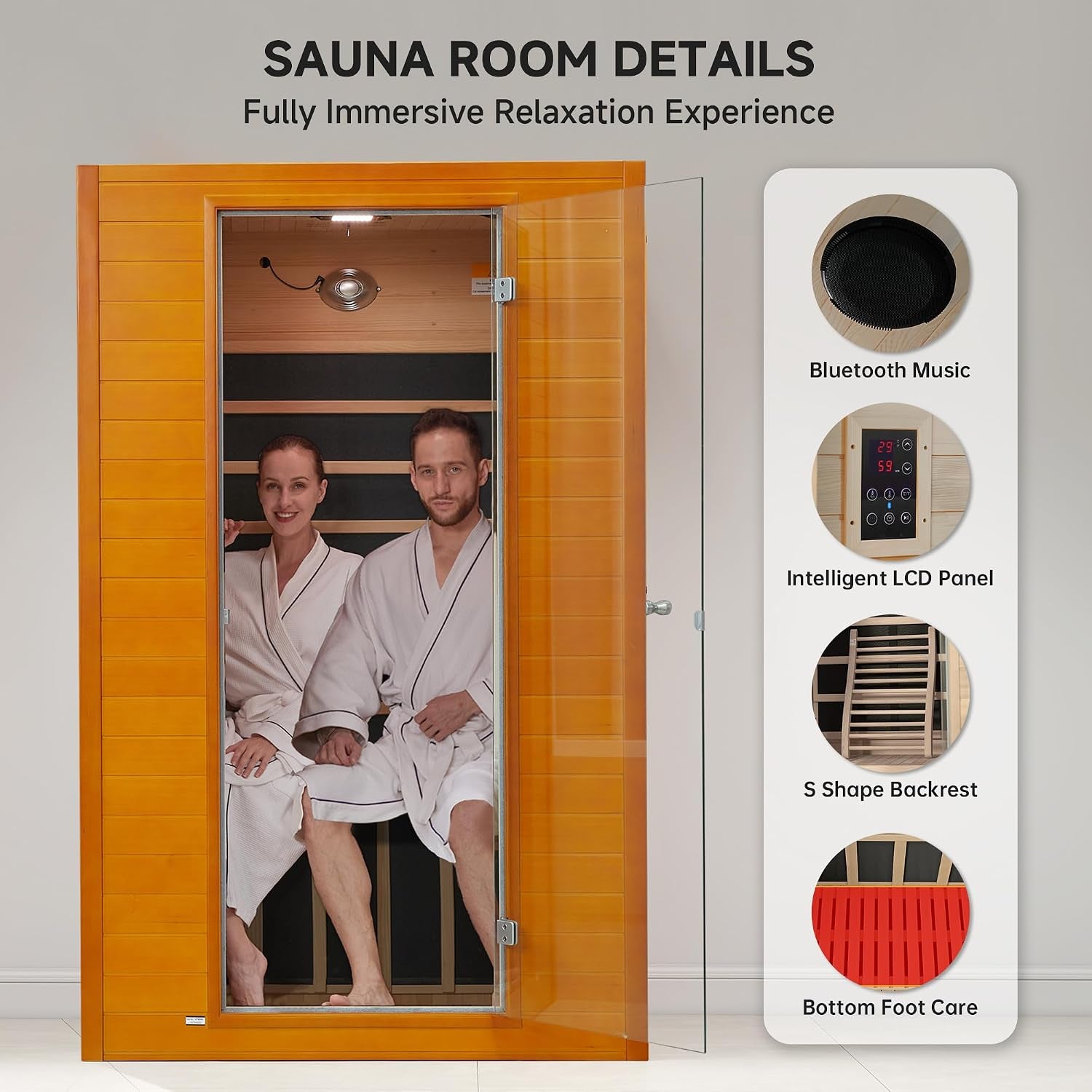 2 Person Sauna Low EMF FAR Infrared Sauna W/Red Light Therapy